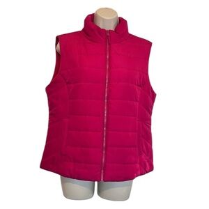Aeropostale Vest, Zip Closure, Pockets, Bright Pink, Size Large